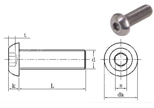 ISO 7380 Gr5 Button Head Hexagon Titanium Screw 1